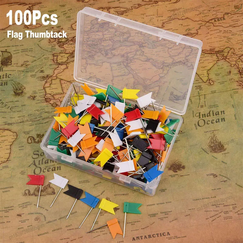 Office Furniture Online - 100 Stuks Kleurenset 35Mm Vlag Punaise