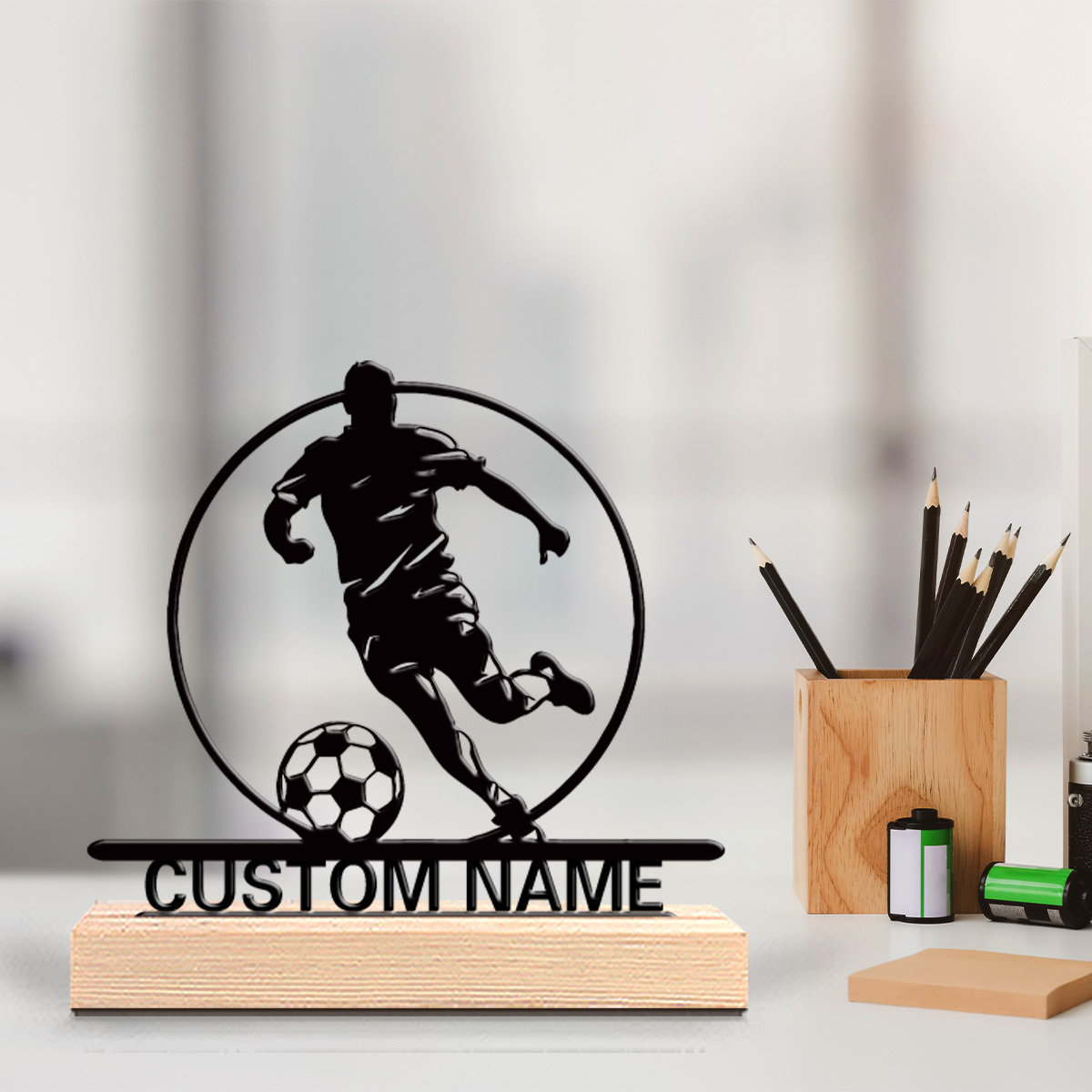 Office Furniture Design - Aangepaste voetbalspeler metalen beeldje met naam,
